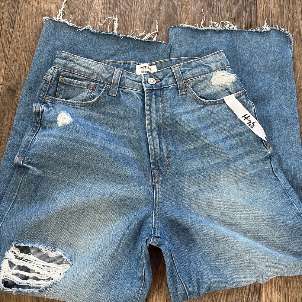 Kensie Women's Blue Distressed Jeans - Picture 4 of 4